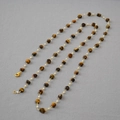 Collana di pietre occhio di tigre e perle con catena dorata in stile retrò Maillard - Stile Lungo