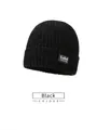 Classic black ribbed knit beanie with a woven patch for winter warmth and style - Elastic 56-59cm / Class Style (Class Black) / Black