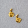 French vintage gold-plated brass stud earrings featuring a spiral circular disc design - Gold