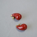 Minimalist red teardrop enamel stud earrings with 925 silver needles and gold finish - Large Red Teardrop