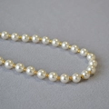 Elegante collana di perle con perline distanziatrici dorate su sfondo grigio - 8mm / Bianco Sporco