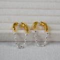 Orecchini giapponesi con frange a catena in oro e argento e design curvo dinamico - Stile Perle Sfaccettate