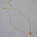 French vintage gold beaded necklace with emerald green geometric pendant double layered style - Square Pendant Style / Gold