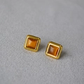 Französischer Stil quadratische Tigerauge Ohrringe mit goldenen 925 Silber Nadel - Quadratische Ohrstecker