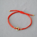 Braided red string bracelet with golden dragon pendant and adjustable enamel circle charm - Green Dragon