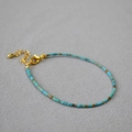 Bracciale bohémien con perline di turchese e lapislazzuli e chiusura dorata regolabile - Stile Bohemien Misto Multicolore (Modello 2)