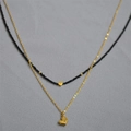Collana a doppio strato in stile francese con ciondolo a cuore e spinelli neri - Collana a doppio strato