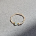 Anello di perline fatto a mano con pietra quadrata blu chiaro e cristalli rosa - Acquamarina