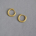 Golden matte brass hoop earrings with elegant oriental enamel flower design - Hoop Buckle