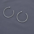 Orecchini a cerchio geometrici minimalisti a forma di C in argento lucido con ago 925 - Argento