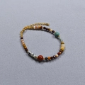 Handmade beaded bracelet with natural gemstones, colorful stones and gold metal chain extension - Bracelet