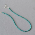 Minimalistische Türkis Perlenkette mit verstellbarem Karabinerverschluss aus Silber und Kette - 3mm