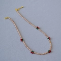 Collier fait main en perles de zircon champagne avec motifs de cerises rouges - Style Perlé Cerise (项链)