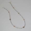 Franse vintage ketting met labradoriet kralen en roze zoetwaterparels - Grijze Kraal Stijl