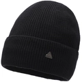 Bonnet en maille noire classique avec motif à rayures verticales et plaque en métal Vogue - Élastique 56-59cm / Noir Avec Étiquette Triangle