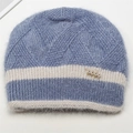 Bonnet en maille bleue épaisse pour femme avec doublure polaire et bijou doré brillant - Taille unique / Bleu