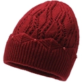 Bonnet en tricot rouge foncé pour femmes âgées avec doublure polaire et perles déco - Taille Unique (56-60cm) / Rouge