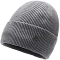 Bonnet en tricot côtelé gris pour hommes et femmes avec un logo métallique triangulaire - Élastique 56-59cm / Gris Clair Avec Étiquette Triangulaire