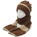 Set sciarpa e cappello invernale da donna con fodera in pile nei colori marrone e beige - Taglia unica / Marrone