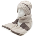 Winter-Strickmütze und Schal Set mit dickem Fleece-Futter und Ohrenschutz in Cremeweiß - Einheitsgröße / Gebrochenes Weiß