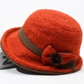 Cappello a secchiello arancione invernale con fiocco e pompon per donna, caldo - Regolabile 56-59cm / Arancione
