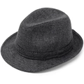 Classic dark grey fedora hat for men featuring a textured weave and black decorative band - 57cm / Dark Gray
