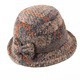 Chapeau cloche en laine à carreaux pour femme avec nœud décoratif orange et marron - Taille unique / Kaki