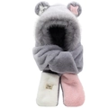 Ensemble hiver 3-en-1 bonnet ours en peluche gris avec écharpe et gants à étoiles - Ensemble 3 pièces Gris