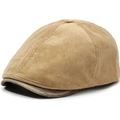 Béret rétro en velours côtelé marron pour hommes et femmes avec visière en cuir vintage - 56-59cm(Réglable) / Beige