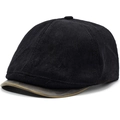 Casquette rétro en velours côtelé noir avec visière en cuir marron pour unisexe - 56-59cm(Réglable) / Noir