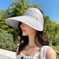 Visière en tricot gris clair à large bord avec motif ondulé respirant pour femme - Gris