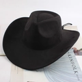 Detail of adjustable drawstring and buckle inside the black western cowboy felt hat - Black
