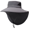 Chapeau de soleil extérieur séchage rapide avec protège-nuque et maille respirante - Taille Unique(58cm) / gris foncé