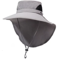 Chapeau de soleil extérieur avec large bord, protège-nuque et maille respirante gris clair - Taille Unique(58cm) / Gris clair