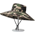 Chapeau de soleil camouflage extérieur avec bord de 15cm, mesh et cordon coupe-vent - Camouflage de Forêt