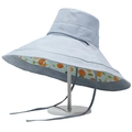 Chapeau de soleil à large bord avec doublure imprimé agrumes et mentonnière - Taille Unique 58cm / Bleu