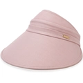 Visera rosa de ala ancha con detalle dorado para protección solar femenina en verano - Rosa