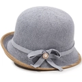 Chapeau de soleil en tricot gris respirant pour femme avec nœud et détail en strass - Taille Unique 58cm / Gris