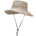 Chapeau de soleil extérieur respirant à séchage rapide avec large bord et cordon kaki - Khaki