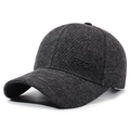 Casquette d'hiver grise en laine pour homme avec cache-oreilles et logo FZOJ - Réglable 57-59cm / Gris