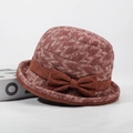Chapeau cloche d'hiver marron rouge pour femme avec nœud élégant et texture tissée fine - Taille Unique 58cm / Rouge Brique