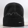 Winter gebreide muts in donkergrijs met bergpatroon en perfectly-label voor heren - donkergrijs