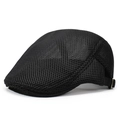 Close-up of black mesh sun hat with adjustable metal buckle and breathable honeycomb texture - One Size 58cm / Black