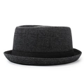 Klassischer dunkelgrauer Fedora-Hut mit Karomuster und schwarzem Band im Retro-Jazz-Stil - Einheitsgröße 57cm / Schwarz