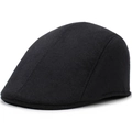 Berretto piatto classico nero da uomo in misto lana con visiera rigida e design strutturato - Taglia Unica 58cm / Nero Puro