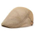 Beige breathable mesh ivy cap for men and women with adjustable strap for summer - One Size 58cm / Khaki