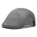 Grey breathable mesh beret flat cap for men and women with adjustable metal buckle strap - One Size 58cm / Gray