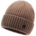 Bruine geribbelde gebreide muts voor heren en dames met warme fleecevoering voor de winter - Eén maat / Khaki