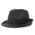 Classic charcoal grey wool fedora hat with flat brim and decorative band for winter style - One Size 58cm / Solid Grey