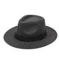 Detailed view of dark grey woven straw fedora hat featuring a matching black ribbon band - One Size 58cm / Black With Woven Band